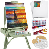 Art Easel for Painting, Portable Adjustable Tripod with 32-Piece Art Set