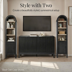 72" Tall Narrow Arched Pantry Cabinet w/ Door, 4-Tier Storage Cabinet