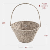 Easter Basket, Large Woven Easter Basket for Kids w/ Collapsible Handle