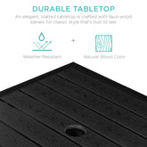 Outdoor Wicker Patio Side Table Accent Furniture w/ Umbrella Hole