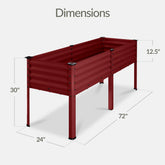 Elevated Galvanized Metal Garden Bed w/ Corner Protectors - 72x24x30in