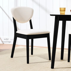 2-Piece Mid-Century Modern Wood &Upholstered Dining Chair Set