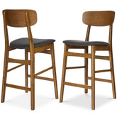 2-Piece Farmhouse Counter Height Bar Stool Set w/ Cushioned Seat, Backrest