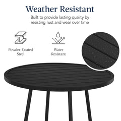 3-Piece Patio Bar Height Bistro Set w/ Backless Stools, Slatted Design