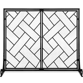 2-Panel Wrought Iron Geometric Fireplace Screen w/ Magnetic Doors - 44x33in