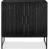 2-Door Slatted Storage Cabinet Accent Furniture w/ Foot Pads