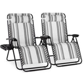 Set of 2 Extra Wide Adjustable Zero Gravity Patio Chair Recliners