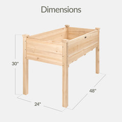 Raised Garden Bed, Elevated Wooden Planter Box w/ Foot Caps - 48x24x30in