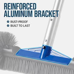 20" Pool Brush with 9 ft Aluminum Pole Pool Wall & Floor Cleaning Set