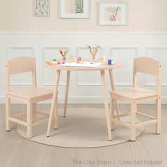 Round Mid-Century Modern 35.5in Dining Table, Dinette for Home or Kitchen w/Wood Finish Steel Legs