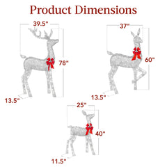 6.5ft 3-Piece Lighted Christmas Deer Set Outdoor Decor with LED Lights