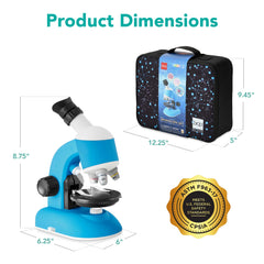 30-Piece STEM Kids Microscope Science Kit w/ 100x, 600x, 1200x Zoom, Case