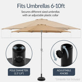 Plastic Patio Umbrella Base Pole Holder Accessory w/ Adjustable Knob
