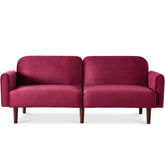 Curved Convertible Futon, Velvet Fabric Split-Back Sleeper Bed