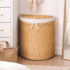 Half Moon Round Laundry Hamper w/ Lid
