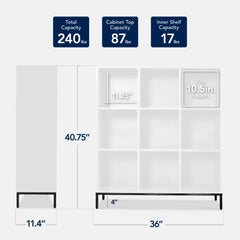 Elevated 9-Cube Storage Organizer, 11in Bookshelf, w/ Metal Legs
