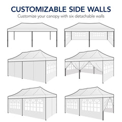 Pop Up Party Tent Canopy w/ 1-Button Easy Setup - 10x20ft
