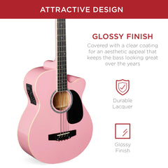 Acoustic Electric Bass Guitar w/ Equalizer, Truss Rod, Padded Gig Bag