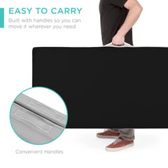 4in Portable Mattress Topper, Tri-Fold Mattress Pad - Onyx Black