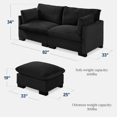 Modular Sectional Pillowtop Sofa w/ Ottoman & Storage 82in