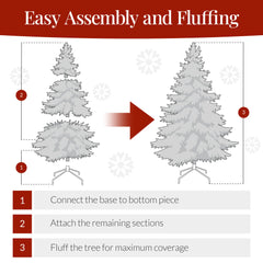 Artificial Frosted Pine Christmas Tree, Unlit Pine Design w/Easy Assembly