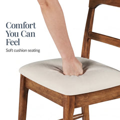 26" Counter-Height Farmhouse Wood Stools w/ Cushion & Backrest, Set of 2