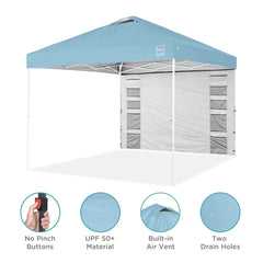 One-Person Setup Instant Pop Up Canopy w/ Side Wall, Carrying Case - 10x10ft