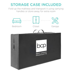 4in Portable Mattress Topper, Tri-Fold Mattress Pad - Onyx Black
