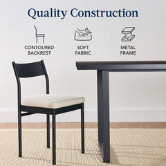 7-Piece Modern Dining Set, Kitchen Table w/ 6 Chairs, Metal Frame