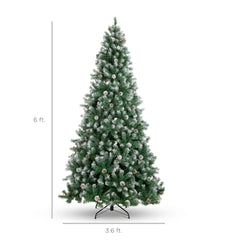 Pre-Decorated Christmas Tree w/ Pinecones, Flocked Branch Tips