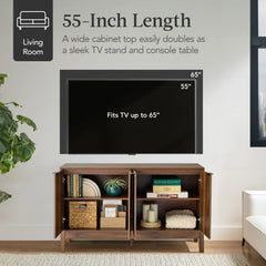 4-Door Reeded Storage Cabinet, Accent Furniture, Sideboard