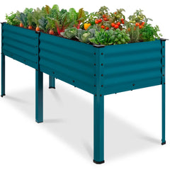 Elevated Galvanized Metal Garden Bed w/ Corner Protectors - 72x24x30in