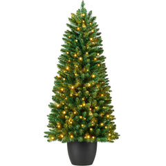 Pre-Lit Potted Christmas Tree w/ Twinkling White LEDs