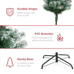 Pre-Decorated Christmas Tree w/ Pinecones, Flocked Branch Tips