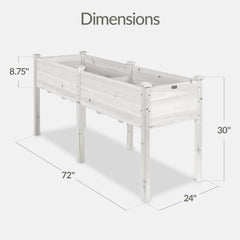 Raised Garden Bed, Elevated Wood Garden Planter Stand - 72x24x30in