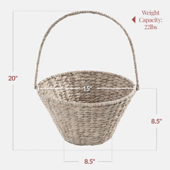Easter Basket, Large Woven Easter Basket for Kids w/ Collapsible Handle