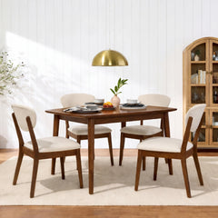 Set of 4 Wooden Dining Chairs, Wood Modern Farmhouse Upholstered Chairs