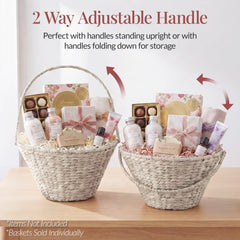 Easter Basket, Large Woven Easter Basket for Kids w/ Collapsible Handle