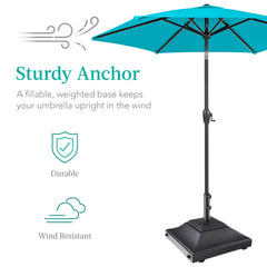 Mobile Umbrella Base, Fillable Stand w/ 4 Wheels, 2 Locks, 120lb Capacity