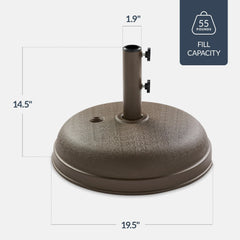Plastic Patio Umbrella Base Pole Holder Accessory w/ Adjustable Knob