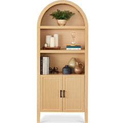 72" Tall Arched Pantry Cabinet w/ Doors, 5-Tier Storage Cabinet w/ Shelves