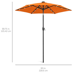 Outdoor Solar Patio Umbrella w/ Push Button Tilt, Crank Lift - 7.5ft