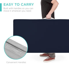 4in Portable Mattress Topper, Tri-Fold Mattress Pad - Midnight Blue