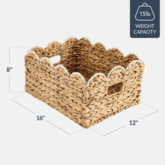16x12 Scalloped Shelf Basket, Pantry Bins, 2 Pack