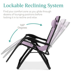 Oversized Zero Gravity Chair, Folding Outdoor Recliner w/ Removable Cushion