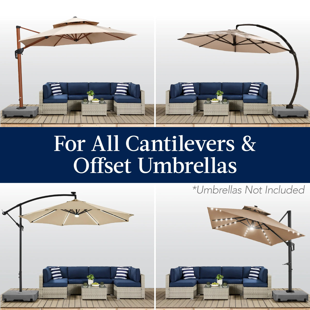 Outdoor Cantilever Base w/ Wheels, Locks, Fillable 330lb Capacity