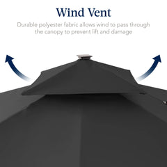 9x12ft 2-Tier Outdoor Solar LED Cantilever Patio Umbrella
