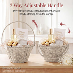 Easter Basket, Small Woven Easter Basket for Kids w/ Collapsible Handle