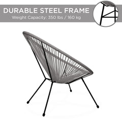 3-Piece All-Weather Patio Acapulco Bistro Set w/ Rope, Glass Top Table