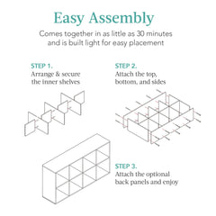 8-Cube Bookshelf, 13.5in Storage Display w/ Removable Panels, Customizable
